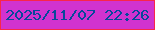 文字の大きさ：4、枠の色：f9264a、背景の色：d133cf、文字の色：07489b 無料ブログパーツのブログ時計