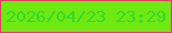 文字の大きさ：2、枠の色：f92c77、背景の色：6ee911、文字の色：34d92b 無料ブログパーツのブログ時計