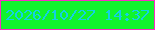 文字の大きさ：5、枠の色：f92cc4、背景の色：11f42d、文字の色：13d0e4 無料ブログパーツのブログ時計