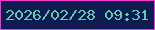 文字の大きさ：5、枠の色：f937d0、背景の色：0e1c50、文字の色：67c9b4 無料ブログパーツのブログ時計