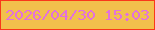 文字の大きさ：4、枠の色：f9381a、背景の色：f2c04c、文字の色：e271dc 無料ブログパーツのブログ時計