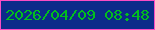 文字の大きさ：5、枠の色：f94cc4、背景の色：0c2b8a、文字の色：02be1e 無料ブログパーツのブログ時計