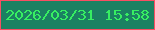 文字の大きさ：3、枠の色：f94e63、背景の色：1b8162、文字の色：37ee62 無料ブログパーツのブログ時計