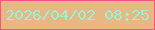 文字の大きさ：5、枠の色：f95285、背景の色：e9b783、文字の色：95f6d7 無料ブログパーツのブログ時計