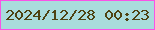 文字の大きさ：1、枠の色：f953e6、背景の色：a9dcdc、文字の色：4e4312 無料ブログパーツのブログ時計