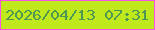 文字の大きさ：4、枠の色：f953eb、背景の色：bfe81d、文字の色：4c9853 無料ブログパーツのブログ時計