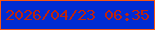 文字の大きさ：4、枠の色：f95510、背景の色：012cd3、文字の色：bf240d 無料ブログパーツのブログ時計
