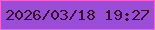 文字の大きさ：5、枠の色：f95ed7、背景の色：9a4ed8、文字の色：391323 無料ブログパーツのブログ時計