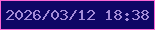 文字の大きさ：4、枠の色：f966d5、背景の色：0e0665、文字の色：a38cd8 無料ブログパーツのブログ時計