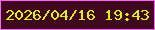 文字の大きさ：4、枠の色：f966f9、背景の色：40081f、文字の色：dff401 無料ブログパーツのブログ時計