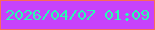 文字の大きさ：1、枠の色：f96a5b、背景の色：c742fc、文字の色：2afcb2 無料ブログパーツのブログ時計