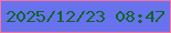 文字の大きさ：5、枠の色：f972a1、背景の色：6872ec、文字の色：0e652b 無料ブログパーツのブログ時計