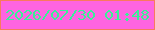 文字の大きさ：2、枠の色：f9795d、背景の色：fe64e1、文字の色：38f097 無料ブログパーツのブログ時計
