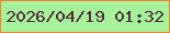 文字の大きさ：2、枠の色：f98031、背景の色：a4f29a、文字の色：582b39 無料ブログパーツのブログ時計