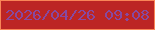 文字の大きさ：5、枠の色：f98557、背景の色：bc2524、文字の色：8749a0 無料ブログパーツのブログ時計
