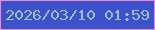 文字の大きさ：5、枠の色：f985cd、背景の色：3a53cc、文字の色：a4bac1 無料ブログパーツのブログ時計