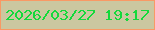 文字の大きさ：5、枠の色：f99965、背景の色：cbc7a0、文字の色：14d93b 無料ブログパーツのブログ時計