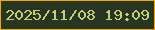 文字の大きさ：4、枠の色：f9a505、背景の色：263622、文字の色：ccce71 無料ブログパーツのブログ時計