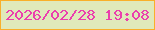 文字の大きさ：5、枠の色：f9af2a、背景の色：e0e9bb、文字の色：eb3fad 無料ブログパーツのブログ時計