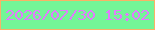 文字の大きさ：3、枠の色：f9b266、背景の色：74f597、文字の色：e27bfd 無料ブログパーツのブログ時計