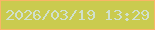文字の大きさ：2、枠の色：f9b567、背景の色：cacb4f、文字の色：d0e0cd 無料ブログパーツのブログ時計