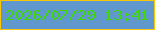 文字の大きさ：5、枠の色：f9c709、背景の色：6098cd、文字の色：3dda06 無料ブログパーツのブログ時計