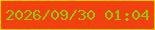 文字の大きさ：1、枠の色：f9c901、背景の色：f34011、文字の色：91ca00 無料ブログパーツのブログ時計