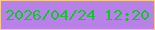文字の大きさ：5、枠の色：f9ca88、背景の色：b881e7、文字の色：14c32d 無料ブログパーツのブログ時計