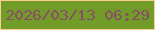 文字の大きさ：4、枠の色：f9cd94、背景の色：709c27、文字の色：894d68 無料ブログパーツのブログ時計