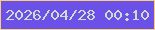 文字の大きさ：2、枠の色：f9cf74、背景の色：6c51e8、文字の色：cedcce 無料ブログパーツのブログ時計