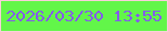 文字の大きさ：3、枠の色：f9cfda、背景の色：62f649、文字の色：845beb 無料ブログパーツのブログ時計