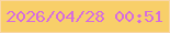 文字の大きさ：3、枠の色：f9d7a8、背景の色：f8cf69、文字の色：d66ddd 無料ブログパーツのブログ時計