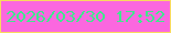 文字の大きさ：4、枠の色：f9da5e、背景の色：fb67df、文字の色：40e88c 無料ブログパーツのブログ時計
