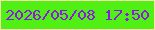 文字の大きさ：2、枠の色：f9e3ac、背景の色：51f014、文字の色：8d17e3 無料ブログパーツのブログ時計