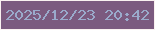 文字の大きさ：5、枠の色：f9f1f0、背景の色：7b5a7f、文字の色：9aaacb 無料ブログパーツのブログ時計