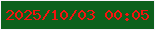文字の大きさ：4、枠の色：f9f2fc、背景の色：0c601c、文字の色：f51310 無料ブログパーツのブログ時計