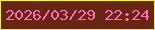 文字の大きさ：2、枠の色：f9f345、背景の色：682610、文字の色：ff6ac8 無料ブログパーツのブログ時計