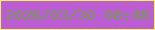 文字の大きさ：4、枠の色：f9f751、背景の色：bc5dd3、文字の色：709b50 無料ブログパーツのブログ時計