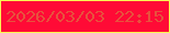 文字の大きさ：2、枠の色：f9f753、背景の色：ff0b36、文字の色：e7523d 無料ブログパーツのブログ時計