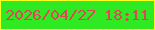 文字の大きさ：1、枠の色：f9fe1e、背景の色：2fea22、文字の色：db4851 無料ブログパーツのブログ時計