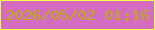 文字の大きさ：3、枠の色：f9ff49、背景の色：d66bc2、文字の色：baad0f 無料ブログパーツのブログ時計