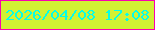 文字の大きさ：3、枠の色：fa00b0、背景の色：d1f133、文字の色：07fde6 無料ブログパーツのブログ時計