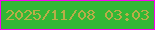 文字の大きさ：4、枠の色：fa03f2、背景の色：33b736、文字の色：b8ad48 無料ブログパーツのブログ時計