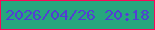 文字の大きさ：3、枠の色：fa0858、背景の色：27a67e、文字の色：533dd4 無料ブログパーツのブログ時計