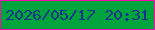 文字の大きさ：1、枠の色：fa08ab、背景の色：00a43c、文字の色：123489 無料ブログパーツのブログ時計