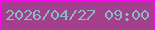 文字の大きさ：1、枠の色：fa08f0、背景の色：a43f8d、文字の色：83bec5 無料ブログパーツのブログ時計