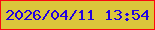 文字の大きさ：5、枠の色：fa0910、背景の色：dbc63b、文字の色：2101e1 無料ブログパーツのブログ時計