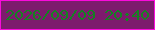 文字の大きさ：5、枠の色：fa0bdc、背景の色：7d1b6d、文字の色：158222 無料ブログパーツのブログ時計
