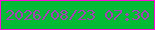 文字の大きさ：2、枠の色：fa0dd6、背景の色：05bb35、文字の色：a341b4 無料ブログパーツのブログ時計