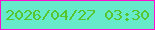 文字の大きさ：3、枠の色：fa10ce、背景の色：66eaca、文字の色：56c52f 無料ブログパーツのブログ時計